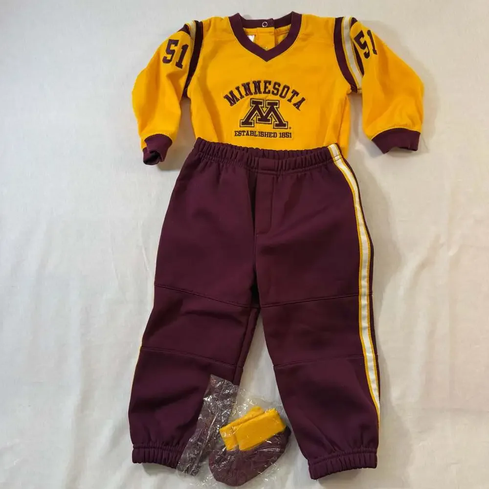Minnesota Golden Gophers Baby Bodysuit Pants and Booties Outfit Set 18M